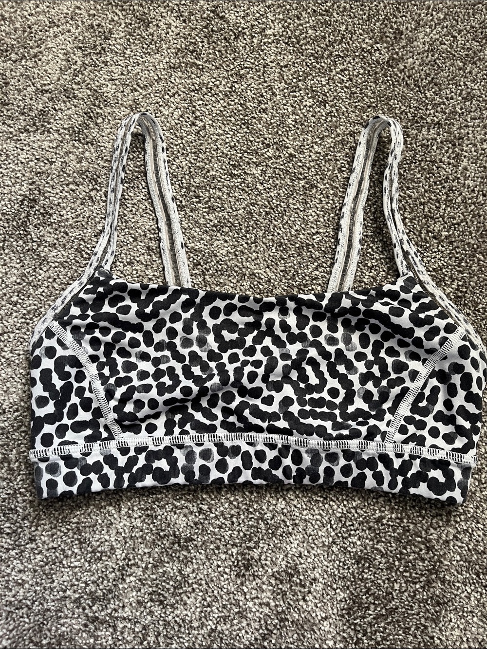 Lululemon Black and White Spotted Sports Bra